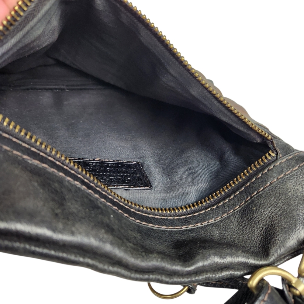Fossil Sasha Black Patchwork Leather Rustic Crossbody Messenger Bag Purse - Picture 7 of 10